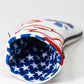 Golf headcover featuring a patriotic design with stars and red, white, and blue colors, inspired by Top Gun Goose.
