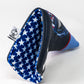 Top Gun Maverick Blade Headcover with black exterior, blue interior lining featuring white stars, and a Top Gun logo design.