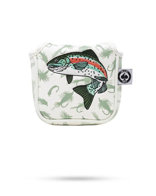 Trout mallet putter cover featuring a vibrant fish design, perfect for golf enthusiasts.