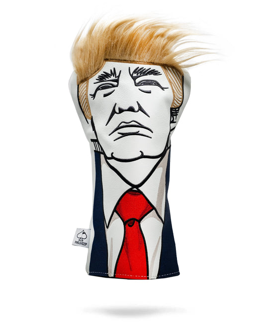 Trump driver cover featuring a cartoon-style depiction of Donald Trump in vibrant colors.