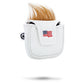 Trump mallet putter cover featuring a sleek design with a patriotic color scheme and a prominent Trump logo.