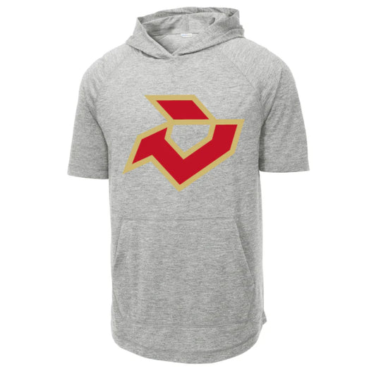 DEMARINI SHORT-SLEEVE T-SHIRT HOODIE RAYZR'D LOGO GREY-RED-GOLD