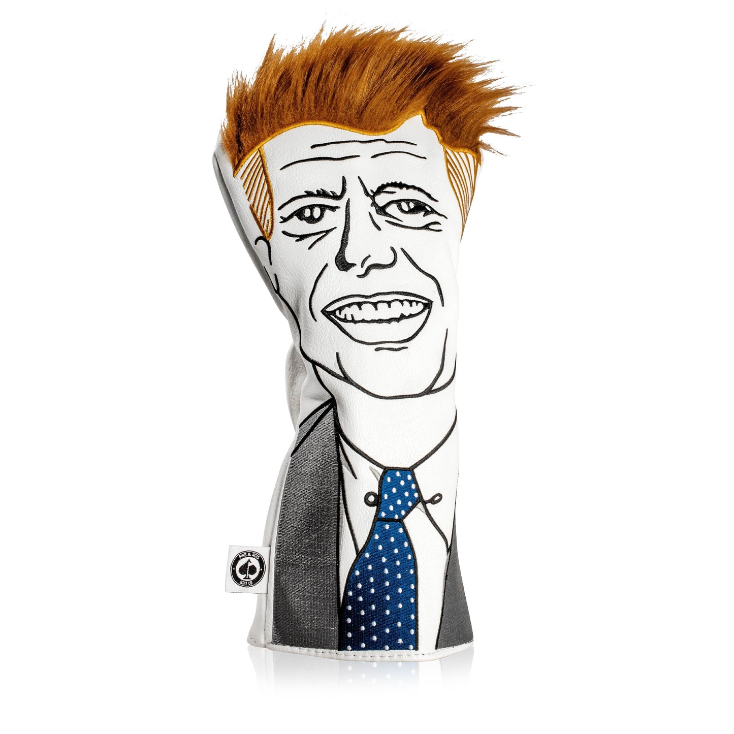 JFK-themed driver headcover featuring a vintage design with the iconic Kennedy silhouette.