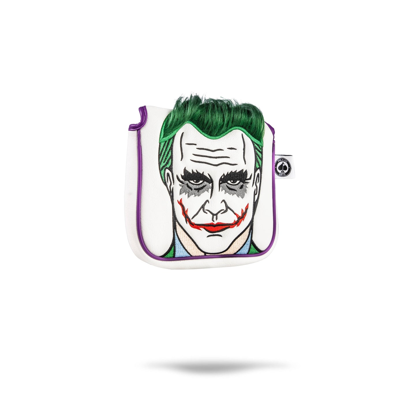 Joker mallet putter cover featuring a vibrant design with playing card motifs.